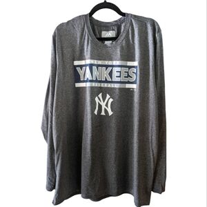 Majestic Gray NY Yankees Spellout LS Shirt Size XXL EUC